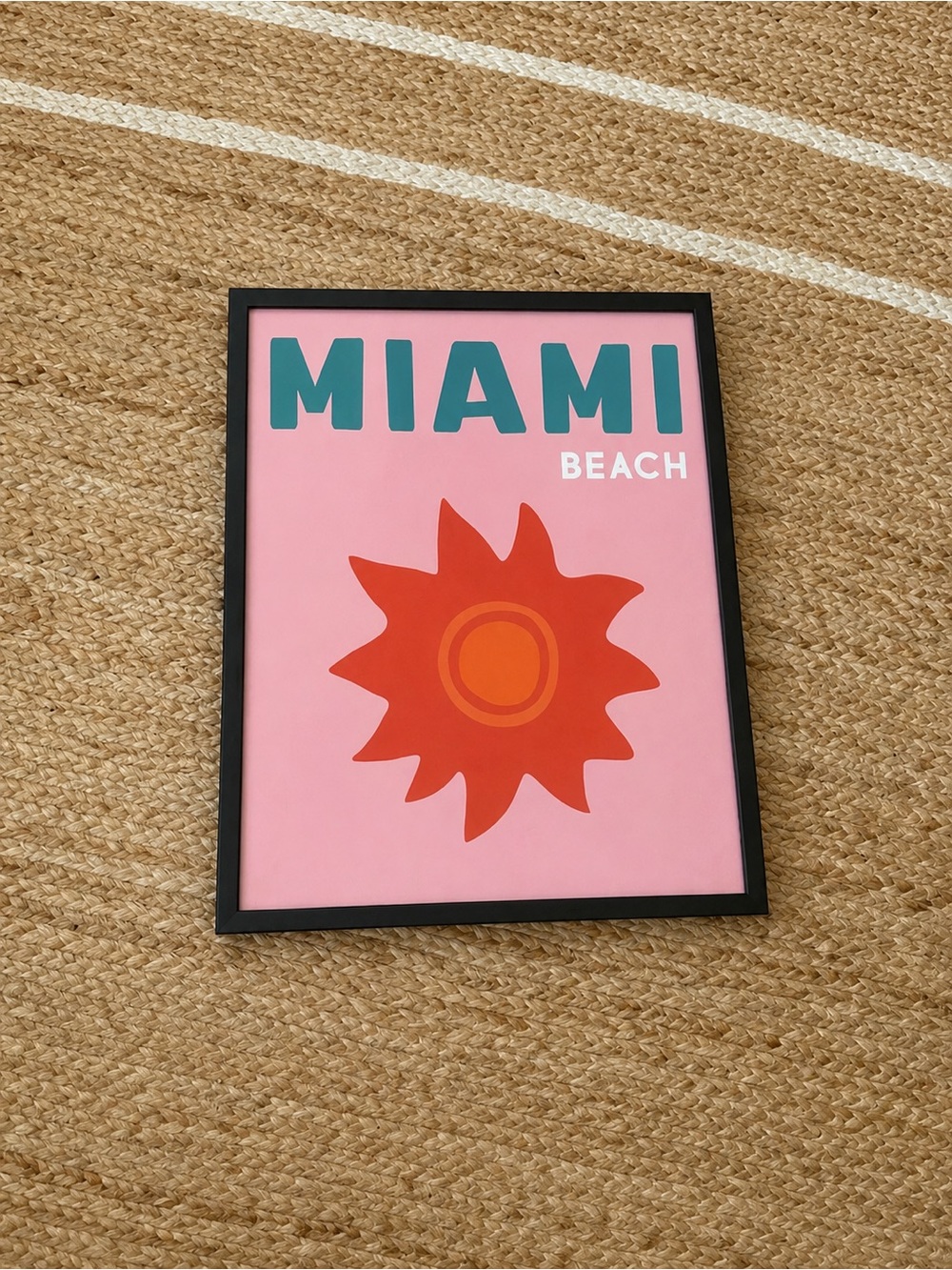 Miami Beach Framed Wall Art Print Retro Coastal Decor